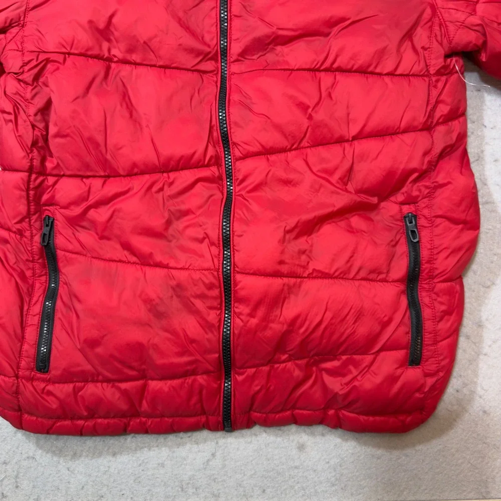 Spyder Puffer Jacket Boys XL‎ 18/20 Red Good Fleece Lined Hooded Quilted 1621
